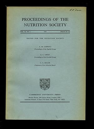 Seller image for Proceedings of the Nutrition Society Volume 26 No. 1 1967 for sale by Little Stour Books PBFA Member