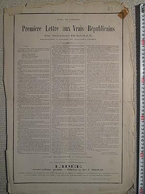 Première lettre aux vrais républicains / par Théophore Budaille, volontaire a l'Armée de Vaillant...