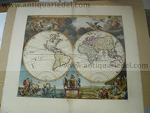 Bild des Verkufers fr Orbis Terrarum Nova Et Accuratissima Tabula, 1680, Moses Pitt zum Verkauf von Hammelburger Antiquariat