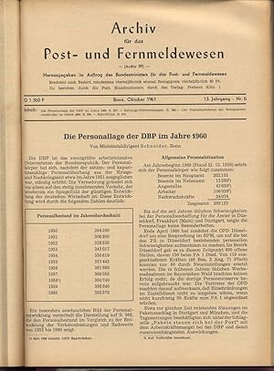 Die Personallage der DBP im Jahre 1960, in: ARCHIV FÜR DAS POST- UND FERNMELDEWESEN, Nr. 6, Okt. ...