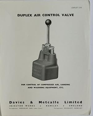 Bild des Verkufers fr Duplex Air Control Valve. Leaflet S.10 zum Verkauf von The Book House  (PBFA)