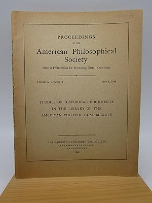 PROCEEDINGS OF THE AMERICAN PHILOSOPHICAL SOCIETY: Volume 92, Number 2, May 5, 1948 (First Edition)