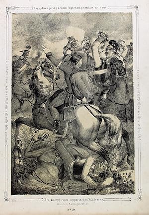 "Kampf eines ungarischen Mädchens" originale Kreide-Lithographie über Tonplatte ca.22x15cm (Darst...