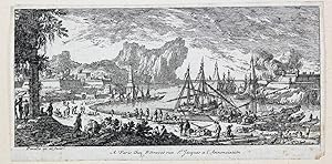 "Werft" originaler Kupferstich/copper engraving ca.7,5x16,5cm (Darstellung/image size) von Adam P...