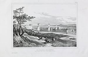 "Die Britannia-Röhrenbrücke" originale Feder-Lithographie auf Papier/paper ca.41x26cm; Blatt Nr.2...