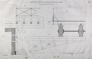 "Brücke über die Seine auf der Eisenbahn von Paris nach St. Germain" originale Feder-Lithographie...