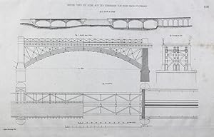 Bild des Verkufers fr Brcke ber die Seine auf der Eisenbahn von Paris nach St. Germain" originale Feder-Lithographie auf Papier/paper ca.26x41cm; Blatt Nr.267 aus dem Tafelband der Allgemeinen Bauzeitung; Wien 1849 zum Verkauf von Kunsthandel & Antiquariat Magister Ru