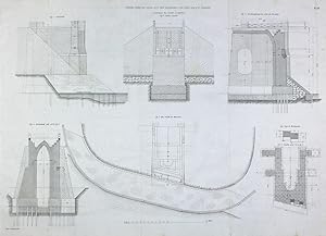 "Brücke über die Seine auf der Eisenbahn von Paris nach St. Germain" originale Feder-Lithographie...
