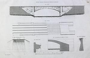 "Brücke über die Treisam bei Freiburg im Breisgau" originale Feder-Lithographie auf Papier/paper ...