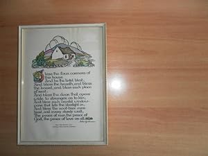 Imagen del vendedor de Hand Coloured Broadside Depicting a Thatched cottage near The foot of the Dublin/Wicklow Mountainswith Two Ladies Chatting at the Cottage at the Cottage Door. With Caligrapic Style Printed Verse By Arthur Guiterman from "The Mirthful Lyre" a la venta por Dublin Bookbrowsers