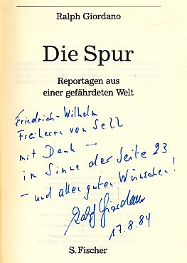 Seller image for Die Spur. Reportagen aus einer gefhrdeten Welt. for sale by Fundus-Online GbR Borkert Schwarz Zerfa