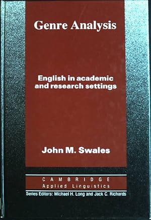 Immagine del venditore per Genre Analysis: English in Academic and Research Settings Cambridge Applied Linguistics venduto da books4less (Versandantiquariat Petra Gros GmbH & Co. KG)