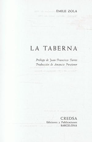 Imagen del vendedor de LA TABERNA a la venta por Librera Torren de Rueda