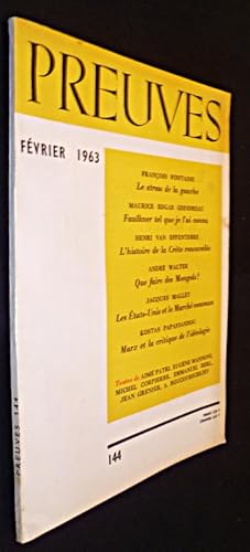 Bild des Verkufers fr Preuves. n144. Fvrier 1963 zum Verkauf von Abraxas-libris