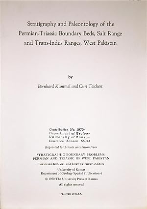 Seller image for Statigraphy and Paleontology of the Permian-Triassic Boundary Beds, Salt Range and Trans-Indus Ranges, West Pakistan for sale by Casa Camino Real