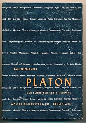 Bild des Verkufers fr Platon. Band 2 (von 3) apart: Die platonischen Schriften. Erste Periode. zum Verkauf von Versandantiquariat  Rainer Wlfel