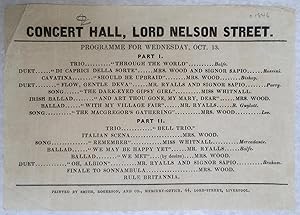Programme for a Grand Concert to be given in the Concert Hall, Lord Nelson Street, Liverpool Fr...