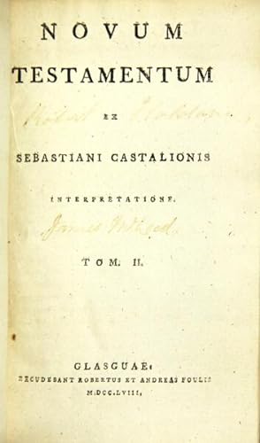 Seller image for Novum testamentum ex Sebastiani Castalionis interpretatione for sale by Rulon-Miller Books (ABAA / ILAB)