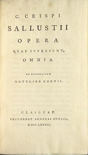 Imagen del vendedor de C. Crispi Sallustii Opera quae supersunt, omnia. Ex recensione Gottlieb Cortii a la venta por Rulon-Miller Books (ABAA / ILAB)