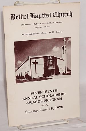 Bethel Baptist Church: seventeenth annual scholarship awards program, Sunday, June 18, 1978