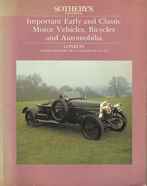 Sotheby's. Important Early and Classic Motor Vehicles, Bicycles and Automobilia. London. Monday 2...