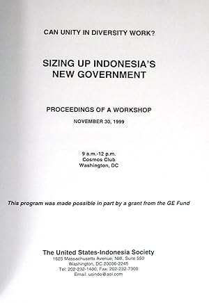 Sizing Up Indonesia's New Government. Can Unity in Diversity Work?