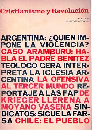 Imagen del vendedor de CRISTIANISMO Y REVOLUCION - No. 25. Ao IV, setiembre de 1970 a la venta por Buenos Aires Libros