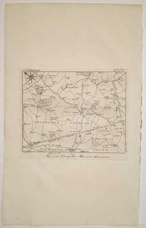 Map of the County 5 Miles Around Hinckley, Antique Engraving