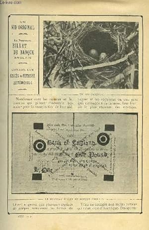 Seller image for LE MONDE MODERNE TOME 22 - UN NID ORIGINAL, LE NOUVEAU BILLET DE BANQUE ANGLAIS, CONTRE LES EXCES DE VITESSE AUTOMOBILE for sale by Le-Livre