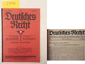 Seller image for Deutsches Recht: Zentralorgan des Bundes Nat.-Sozialistischer Deutscher Juristen. 4.Jahrgang 1934, Heft 8 vom 25.April 1934 * mit Beitrag vom Obersten Parteirichter Walter Buch (Reichsleiter der NSDAP) Dieses Buch wird von uns nur zur staatsbrgerlichen Aufklrung und zur Abwehr verfassungswidriger Bestrebungen angeboten (86 StGB) for sale by Galerie fr gegenstndliche Kunst