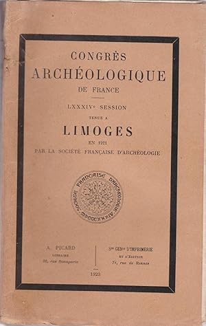 Congrès archéologique de France. 84e session. Limoges. 1921