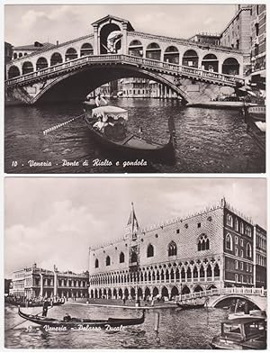 Lotto di 2 cartoline - Post Cards - Venezia - Ponte di Rialto e gondola e Venezia - Palazzo Ducale