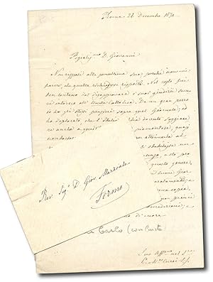 Bild des Verkufers fr Lettera autografa firmata indirizzata a ''D. Giovanni Marziale''. zum Verkauf von Libreria Antiquaria Pregliasco