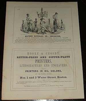 Alfred Douglas Glass and China Dealer, Printer Original 1853 Illustrated Advertisement