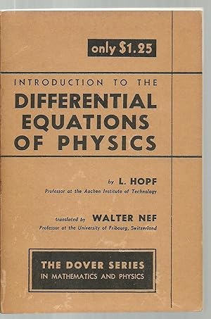 Seller image for Introduction To The Differential Equations of Physics for sale by Sabra Books