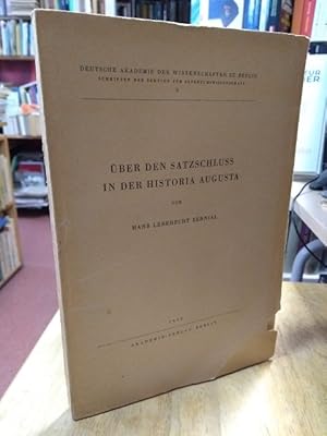 Imagen del vendedor de ber den Satzschlu in der Historia Augusta. a la venta por NORDDEUTSCHES ANTIQUARIAT