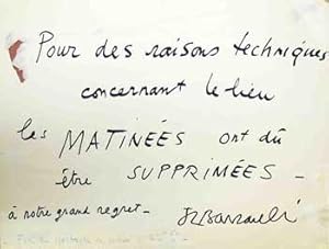 Manuscript Announcement: . . . les Matinées ont dû être supprimées . . .