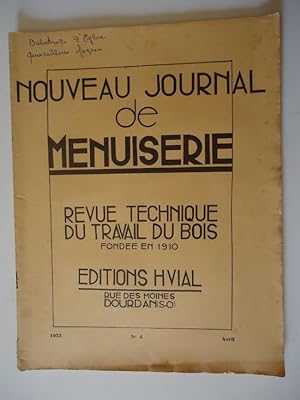 Nouveau Journal de Menuiserie, Revue Technique du Travail du Bois, n°4 Avril 1953