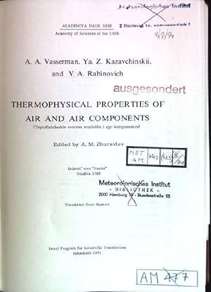 Imagen del vendedor de Thermophysical properties of air and air components a la venta por books4less (Versandantiquariat Petra Gros GmbH & Co. KG)