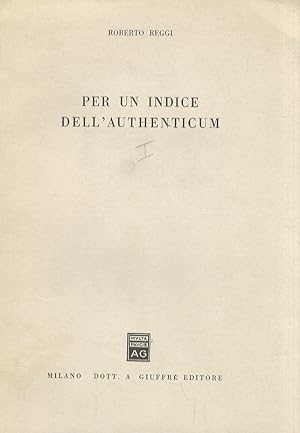 Immagine del venditore per Per un indice dell'Authenticum. venduto da Libreria Oreste Gozzini snc