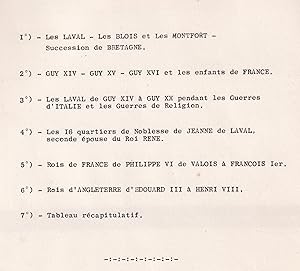 Généalogie. - Les Laval à la fin du Moyen Age et au début des Temps Modernes. - Tapuscrit original.