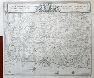 Carta topografica de contorni di Genova e delle due valli di Polcevera e Bisagno con sue adiacente.