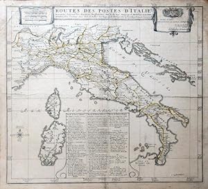 Routes des Postes d'Italie. Dressées suivant les derniers Reglemens Par N. De Fer Geograp. de Mon...