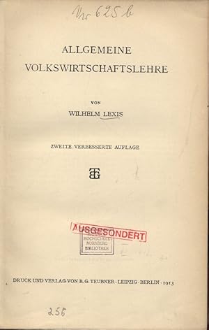 Seller image for ALLGEMEINE VOLKSWIRTSCHAFTSLEHRE. ZWEITE VERBESSERTE AUFLAGE. for sale by Antiquariat Bookfarm