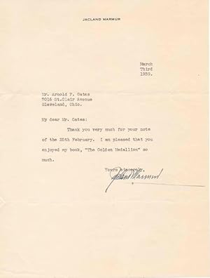 Seller image for Typed Note Signed for sale by Main Street Fine Books & Mss, ABAA