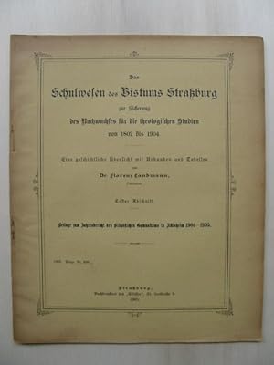 Das Schulwesen des Bistums Straßburg zur Sicherung des Nachwuchses für die theologischen Studien ...