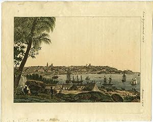 Ansicht der Stadt Sidney, von der Sudseite und der Mundung des Paramatta Flusses. German hand col...