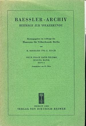 Imagen del vendedor de Baessler Archiv, Beitr�ge zur V�lkerkunde. N. F. Bd. XII, 1964, Heft 2. a la venta por Fundus-Online GbR Borkert Schwarz Zerfa�