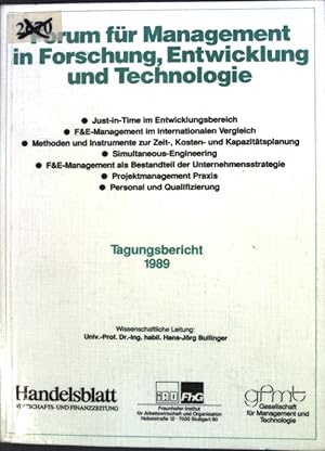 Bild des Verkufers fr Forum fr Management in Forschung, Entwicklung und Technologie. Tagungsbericht 1989. zum Verkauf von books4less (Versandantiquariat Petra Gros GmbH & Co. KG)
