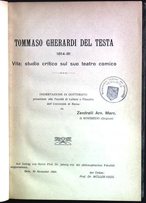 Tommaso Gherardi del Testa (1814-18); Vita, studio critico sul suo teatro comico